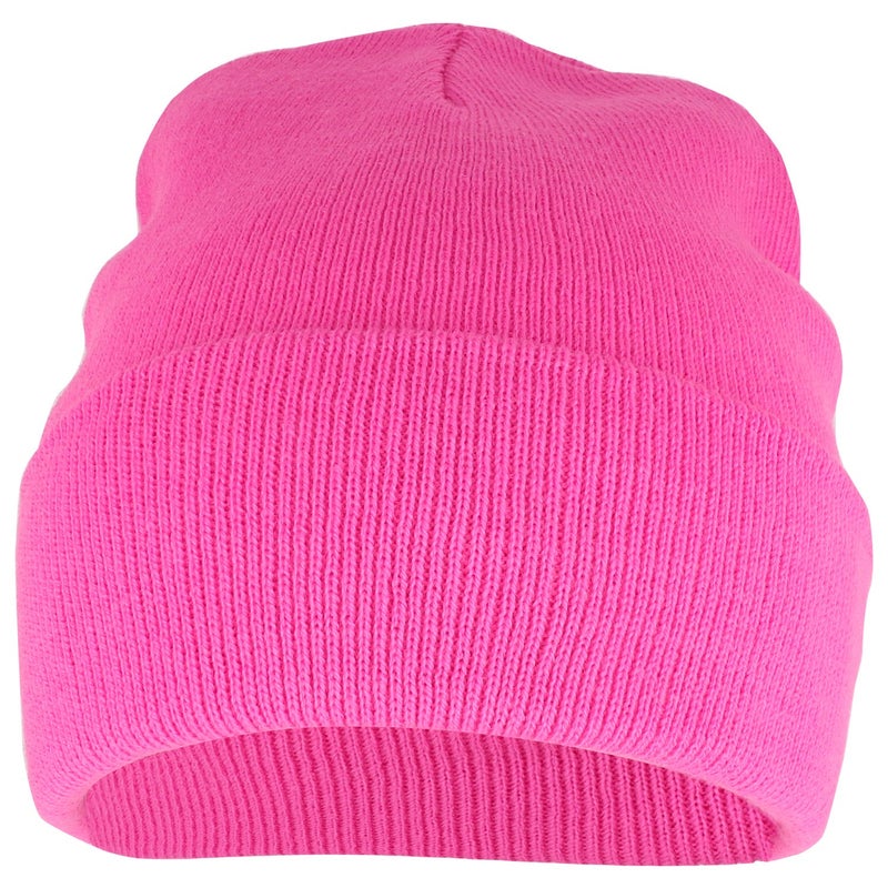 Armycrew High Visibility Neon Color Cuff Long Winter Beanie Hat - Pink - Image 2